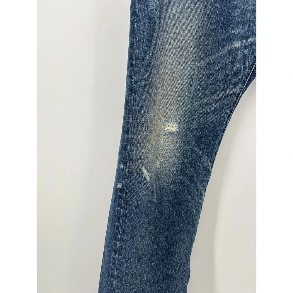 Abercrombie & Fitch Mens Blue Denim Classic Straight Distressed Jeans 34x32